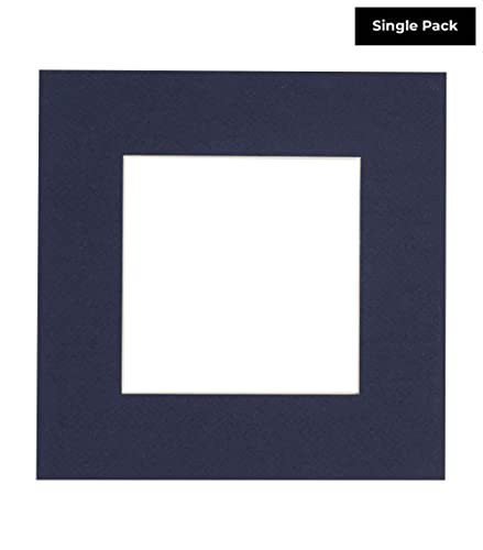 CountryArtHouse Navy Blue Acid Free 14x14 Square Picture Frame Mat with White Core Bevel Cut for 10x10 Pictures - Fits 14x14 Frame - Pack of 1 Matboard Show Kit with Acid Free Backing & Clear Bag