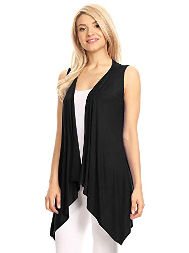 Made By Johnny Women's Lightweight Sleeveless Draped Open Cardigan3