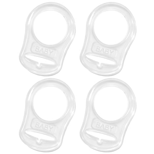 Bitone 4 Pcs Silicone Bouton Anneau, Anneau en Silicone Adaptateur,Adaptateur de Sucette Tétine,Adaptateur Attache de Silicone Bouton Anneau Transparent Attache