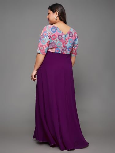 Image of Miss Chase A+ Women's V-Neck Three-Quarter Sleeve Floral Wrap Chiffon Midi Dress