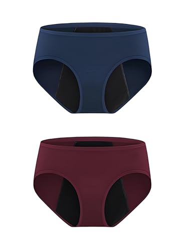 Image of DIVING DEEP Period Panties for Women & Girls Panty (Pack of 2) Soft Cotton, Reusable & Leak Proof Menstrual Underwear, No Pads Required,