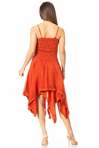 Image of Sakkas Ella Smocked Bodice Spaghetti Strap Double Layered Dress