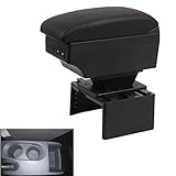 reposabrazos leon 1m 【Hermoso y práctico】 La caja de almacenamiento para automóvil está hecha de una cubierta de cuero negro de alta calidad y plástico de acrilonitrilo butadieno estireno, el material es resistente y duradero. Los puertos de carga USB delanteros y traseros admiten la carga de múltiples teléfonos móviles. También puede decorar su automóvil para que se vea más elegante.
