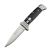Goshawk 8.7'' Button Lock Pocket Knife with Belt Clip，Gifts for Men，Assisted Opening Survival Folding Knives，9Cr18MoV Blade and Wenge Wood Handle，EDC Tactical Tool for Camping，Hunting