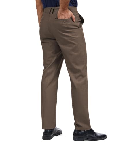 Image of Men's Tall Classic Fit Flex Flat Front Dress Pants Formal Pants for Business & Office