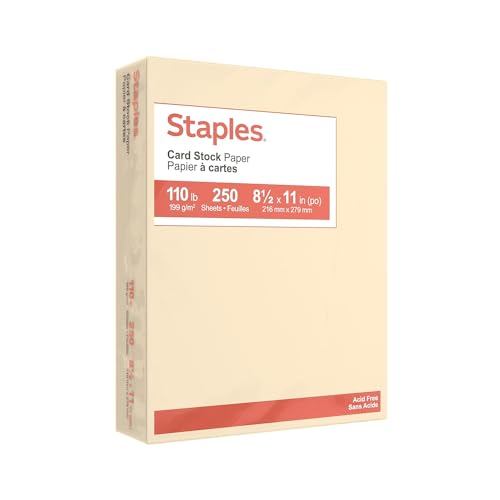 Staples 490890 Cardstock Paper 110 lbs 8.5-Inch x 11-Inch Ivory 250/Pack (49703)