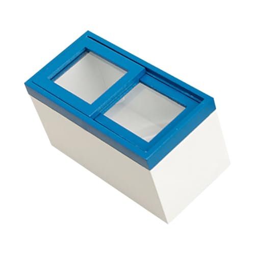 TOBBOMEY Mini Congelador Horizontal Decorativo para Casa Pequeña de Madera y Detallado Adorno Realista para Casas de Muñecas y Decoración de Mesa Color Blanco