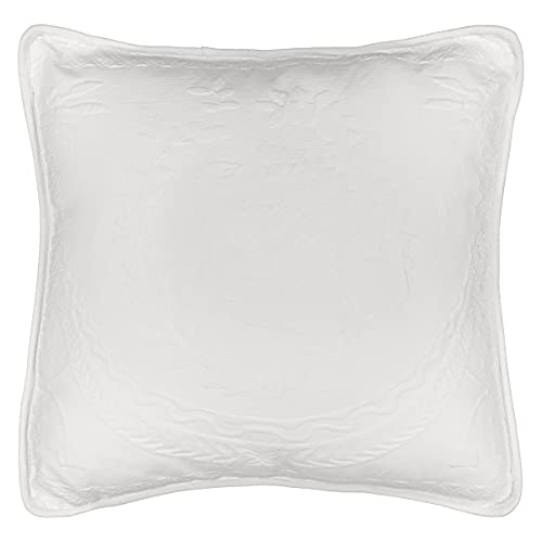 King Charles Modern Farmhouse Floral Matelasse Decorative Pillowcase, 100% Cotton Breathable Bedding, Throw Pillow (20" x 20"), White