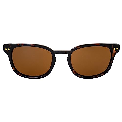 Guam Polarized Sunglasses for Men or Women Dark Tortoise Frame w/Double Metal Rivets & Brown Lens2