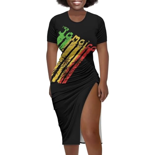 Image of Short Sleeve Dress for Women,Sexy Bodycon Dress,Plus Size Slit Dress,String Design s-4xl