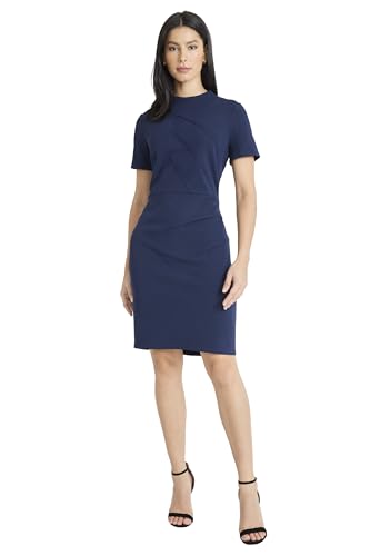 Maggy London Women's Dresses Pintuck Detailed Mock Neck Dress Career Office Workwear Occasion Event Guest of