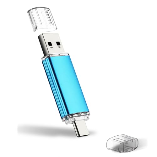 Memoria USB 3.0 de 64 GB tipo C 2 en 1 USB A y USB C para smartphone, tablet, Mac, ordenador, 64 GB, color azul