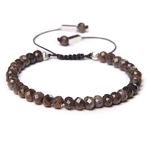 Bracelet en pierre naturelle de labradorite noire tissé main
