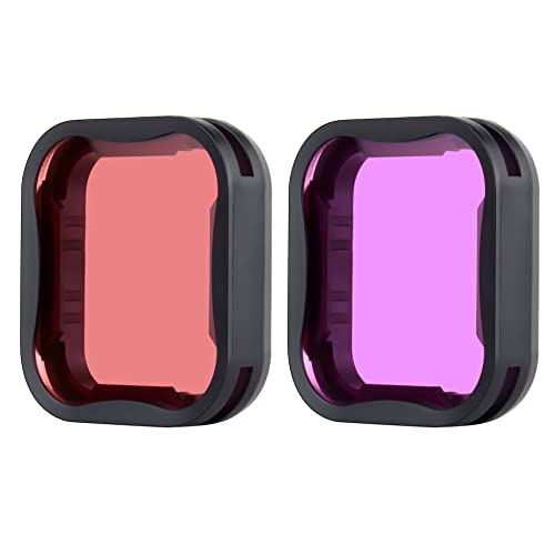 YALLSAME Tauchfilter für GoPro Hero 7, 6, 5, schwarzer Objektivfilter mit Farbe Rot und Magenta, ideal zum Tauchen, Schnorcheln, Unterwasser-Zubehör-Set für Go Pro 7, 6, 5, Schwarz, 2 Stück Cover