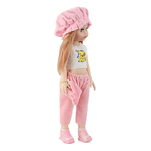 EL FIGO Cute Little Girl Doll for Kids in Pink Velvet Dress with Hat Suitable for Kids Age 02 Years & Above
