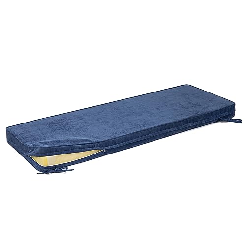 ROFIELTY Bench Cushion Double Piping Bench Cushions for Indoor Furniture,Reversible Window Seat Cushions Indoor for Piano/Indoor Bench Cushions (59x18x3, Blue)