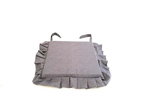 Set 6 Cuscini Coprisedia Shabby Chic Prisma, Tortora, 40x40 Cm, Spessore 5 Cm, Double Face Con Laccetti
