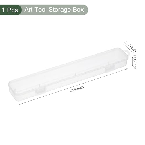 Image of YOKIVE Art Supply Storage Organizer, Art Tool Box Craft Box Art Supplies with Buckle for Brushes Paints Stamps, Transparent, 12.8 x 1.38 x 2.24 Inch