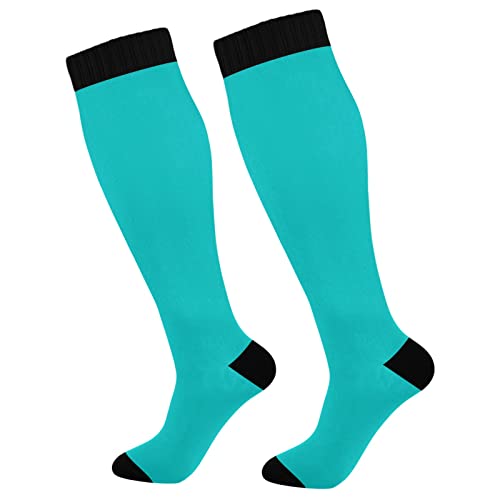 Wusikd Darkturquoise Compression Socks for Women and Men Circulation Long Socks for Athletic Running 1