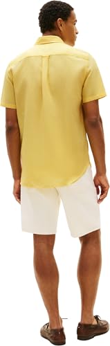 Tommy Hilfiger Herren Hemd Linen Blend Solid Kurzarm, Gelb (Citronella), L 2