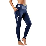 Clbort Running Leggings for Women with 6 Pockets Gym Workout Leggings High Waisted Yoga Pants Tummy Control Compression Pants