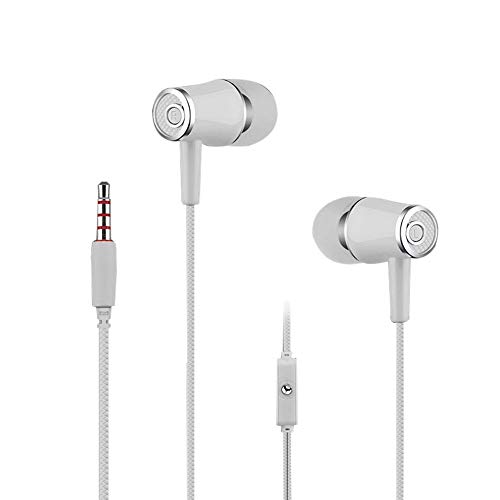 Universal Headphone,Universal 3.5mm in-Ear Stereo Earbuds Earphone with Mic for Cell Phone,On-Ear Headphones,White,Wireless