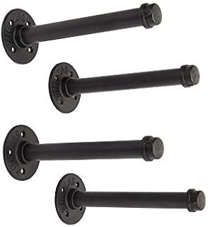CHICHIC Industrial Pipe Shelf Brackets 8 Inch Iron Steel Black Flanges Rustic Pipes