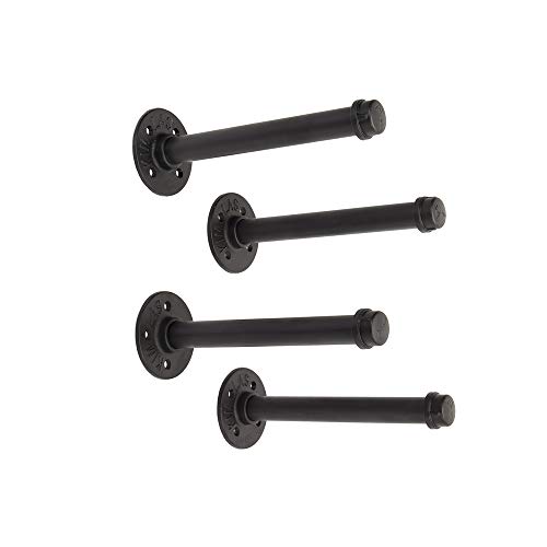 CHICHIC Industrial Pipe Shelf Brackets 8 Inch Iron Steel Black Flanges Rustic Pipes