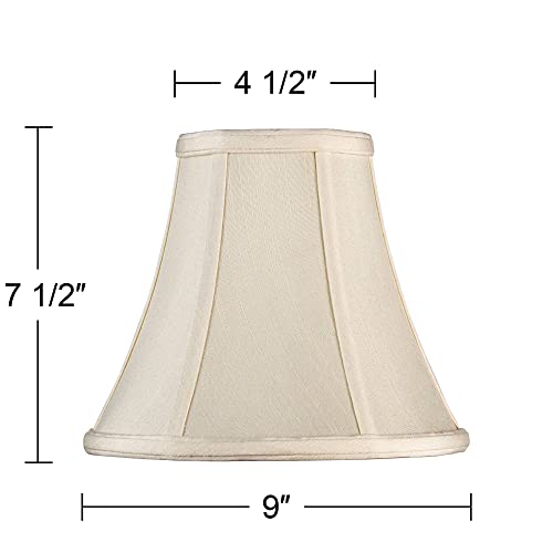 Creme Small Bell Lamp Shade 4.5" Top x 9" Bottom x 8" Slant x 7.5" High (Spider) Replacement with Harp and Finial - Imperial Shade