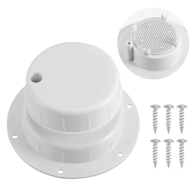 PEUTIER RV Roof Vent Cover, RV Roof Sewer Vent Covers Cap Replacement RV Plumbing Vent Cap with Round Hollow Net & Screws for RV Trailer Camper Motorhome, Fits 1 to 2 3/8 Inch Pipe (White)