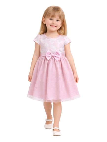 Image of Funshine Girls Spring Summer Casual Dress for Kids | Soft Breathable Comfortable Everyday Wear for Play School Outings Birthday Parties & Family Occasions | Stylish Lightweight Trendy Outfit