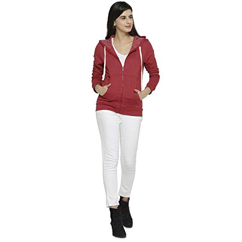 Image of PINACOLADA Women's Grey Zip-Front Horizontal Striped Hoodie for Casual Wear | Hooded Neck | Long Sleeve | Zipper Closure | Cotton Sweatshirt Crafted with Comfort Fit for Everyday Wear