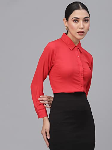 Image of Style Quotient Women Solid White Polymoss Regular Formal Shirt