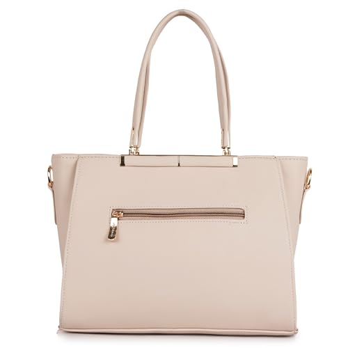 Image of Lady Quinton structured handbag with gold-tone hardware, dual handles, and detachable strap