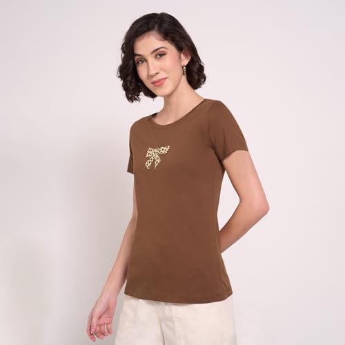 Image of Honey Women's 100% Cotton T-Shirt | Regular Fit | Round Neck | Half Sleeve