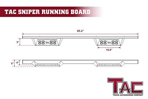 Tac Sniper Running Boards Fit 2022-2023 Toyota Tundra Crewmax Truck Pickup 4" Drop Fine Texture Black Side Steps Nerf Bars 2Pcs #TOP2