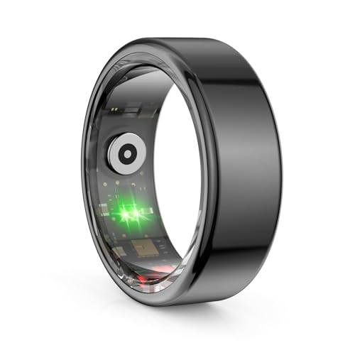 CYQQRDZSW Smart Ring Health Tracker, Health Rings for Women & Men, Smart Ring Health Tracker, Long Lasting Batteries Sleep Ring(Black,8#)