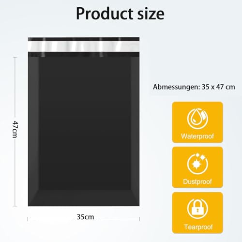 Caiyloxn Versandtüten 25 Stück 35x47cm Versandtaschen Kleidung Schwarz Versandbeutel Verpackungsbeutel Plastik mit Selbstklebeverschluss