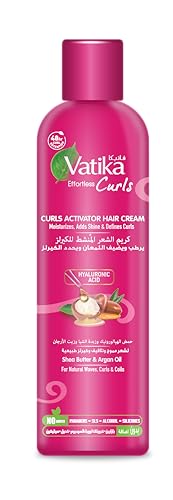 Vatika Naturals Curl Activator Hair Cream 330ml | With Shea Butter, Argan Oil & Hyaluronic Acid | 48 Hour Curl Retention | Moisturizes, Adds Shine & Defines Curls for Natural Waves, Curls & Coils