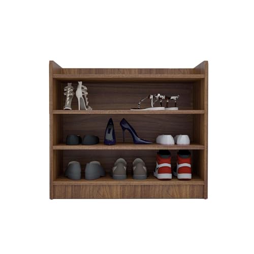 Image of Amazon Brand - Solimo Hex Shoe Rack 4-Tier Wooden Shoe Storage Rack, 68 x 31 x 60 cm, Leon Teak