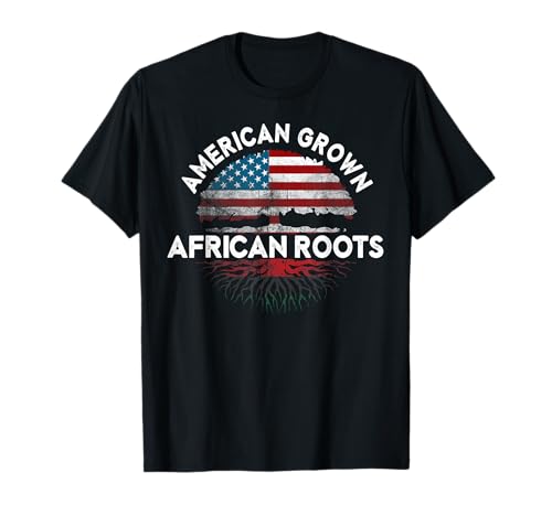 American Grown Pride African Family Roots Tree Pan Afro-Flagge T-Shirt