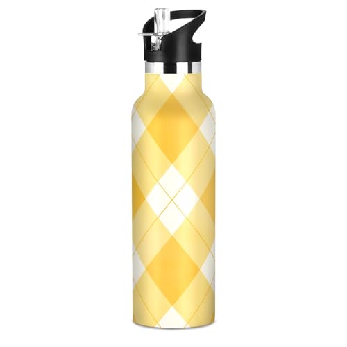 Yuiboo Light Goldenrod Yellow Checks Leakproof and BPA Free Insulated
