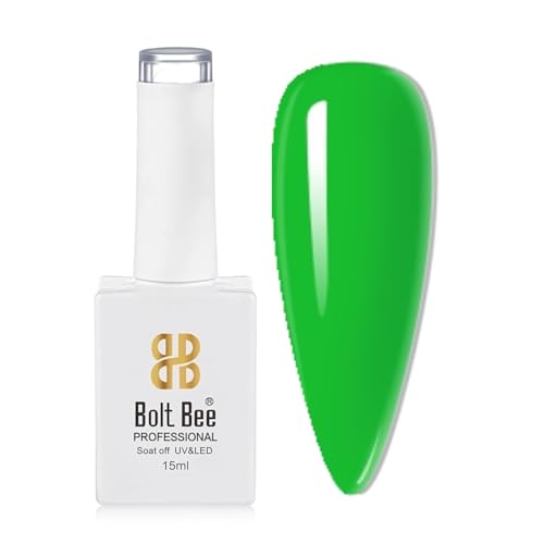 Image of Bolt Bee Green Color Gel Nail Polish Soak Off UV Gel DIY at Home Manicure Salon Nail Art
