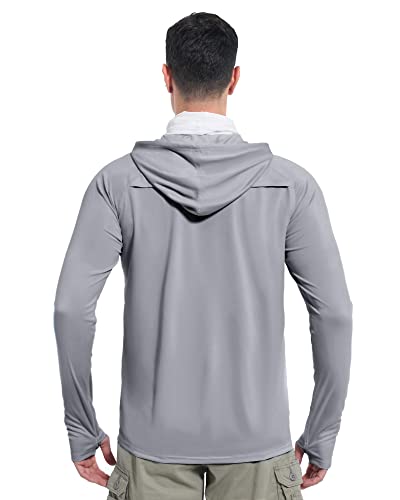 isnowood Sun Shirt UPF 50+ Men's Fishing Long Sleeve UV Protection Hoodie Hiking Rash Guard Swimming Running