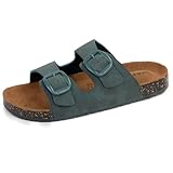 Isotoner Sandales femme à doubles brides ultra confortables, semelle intérieure cuir, 40 EU, bleu canard