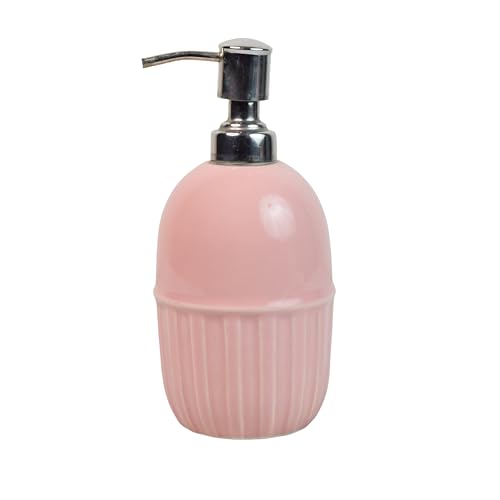 Image of Ceramic Bathroom Accessories Set for Utility and Bathroom Decor | Liquid Soap Dispenser, soap Tray, Toothbrush Holder (Exclusive Bathroom Set) (Pink)