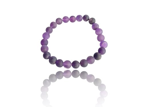 Bracelet extensible en améthyste avec perles rondes graduées - 2