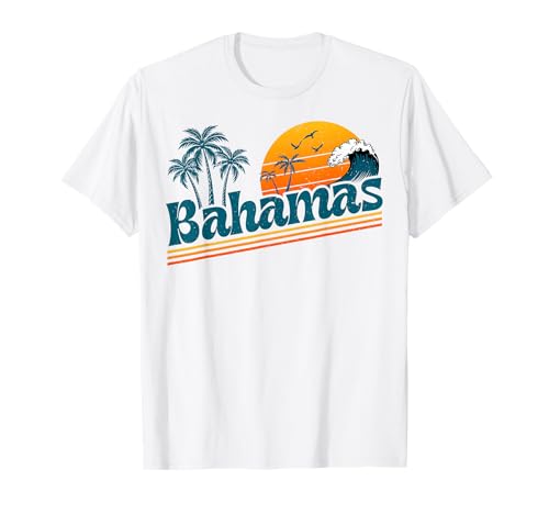 Retro Bahamas Beach Summer Vacation Sunset 70s 80s Palm Tree T-Shirt