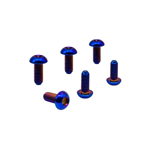 Image of RISON Titanium Bolts M5x10mm Titanium Button Torx Head Bolt Screw M5 Bolts Bicycle Disc Brake Universal Burnt Blue Star Round Head Ti Bolt for MTB and Bicycle Motorcycle Pack of 6