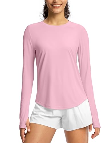 Image of Soothfeel Lightweight Long Sleeve Workout Tops for Women Gym Running Shirts